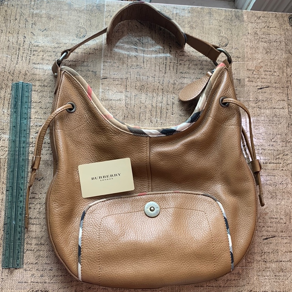 Authentic Burberry leather hobo bag. Used, but only worn 2x. No storage bag. - Picture 1 of 13